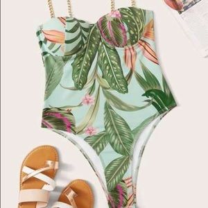 Tropical underwire one piece swimsuit NWT